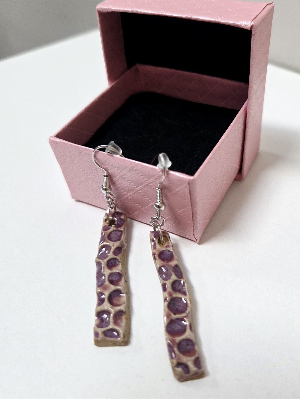 Handcrafted Purple Dangle Rectangle Earrings for Women